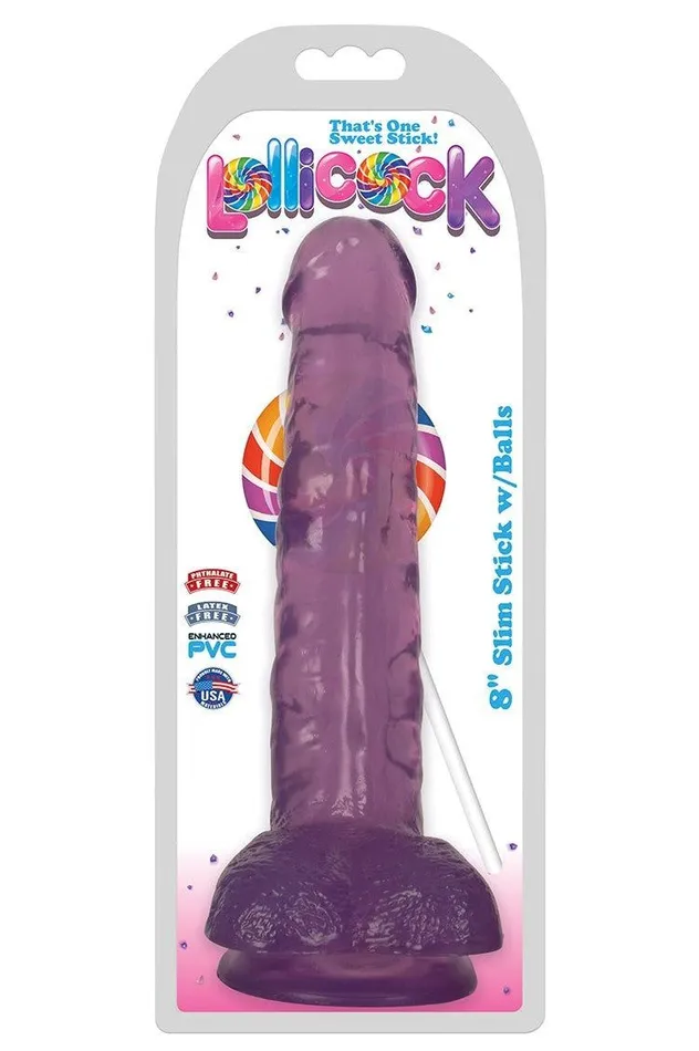 Dildos Sd 8 Inch Slim Stick with Balls Grape Ice Dildo