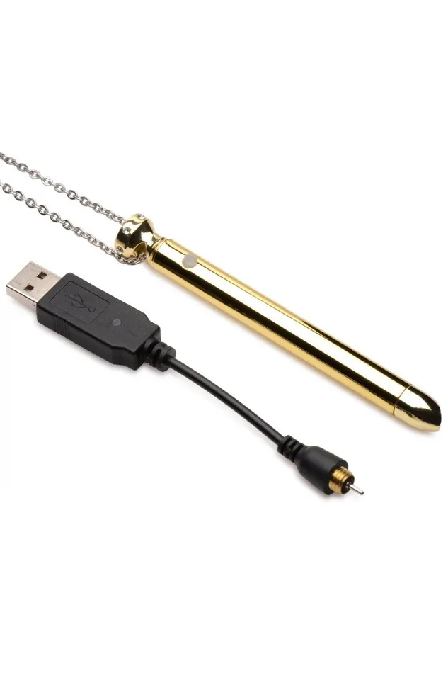 Female Sex Toys 7X Vibrating Necklace Gold Sd