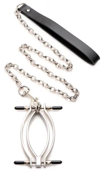 Master Series Adjustable Pussy Clamp With Leash Male Sex Toys Master Series Adjustable Pussy Clamp With Leash Male Sex Toys