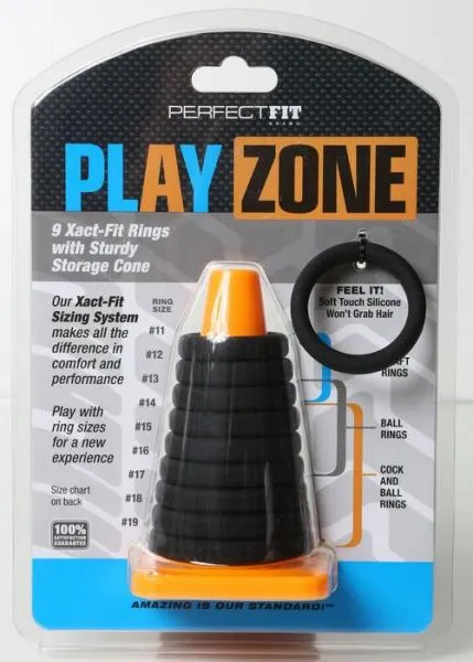 Perfect Fit Anal Play Zone Kit Black 9 Rings And Storage Cone Perfect Fit Anal Play Zone Kit Black 9 Rings And Storage Cone