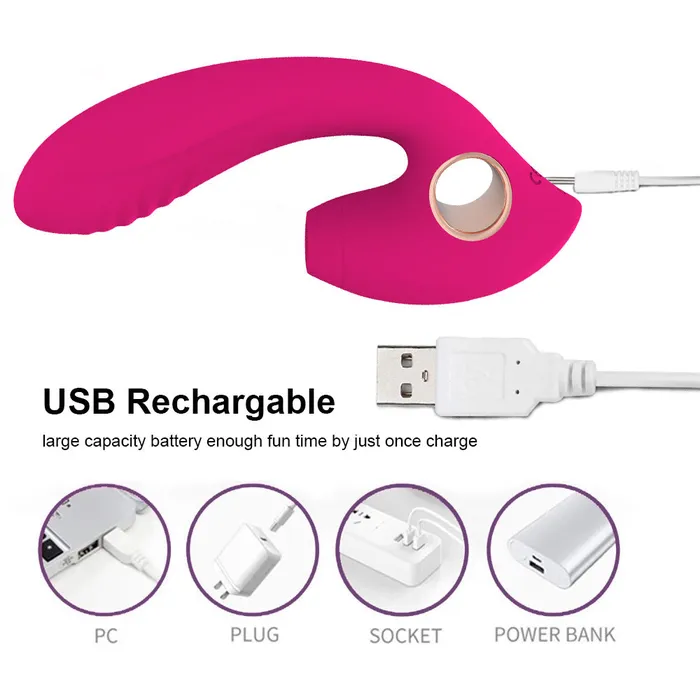 Female Sex Toys HC HC Alyssa 2 in 1 Clitoral Suction GSpot Vibrator Dildo Rose