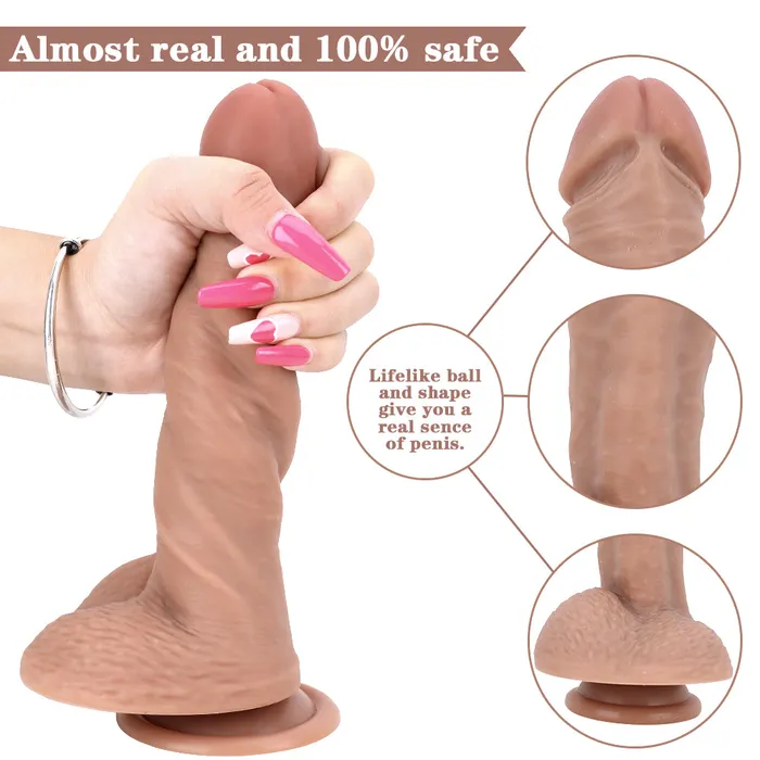 MD 787 Silicone Thick Super Realistic Dildo Brown MD Female Sex Toys