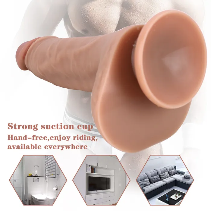 MD 787 Silicone Thick Super Realistic Dildo Brown MD Female Sex Toys