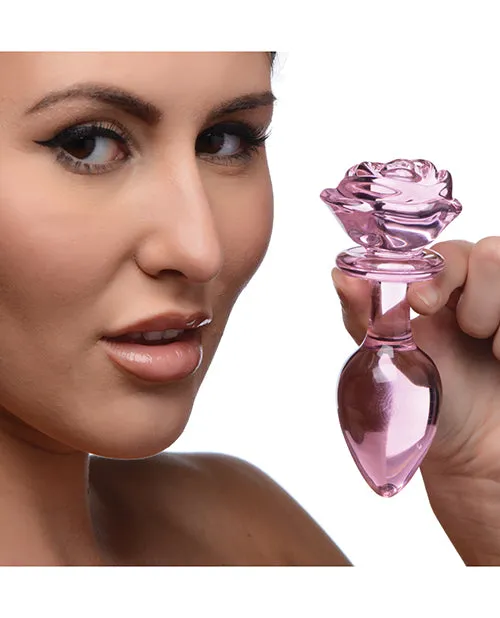 Anal Booty Sparks Pink Rose Glass Anal Plug Xr LLC