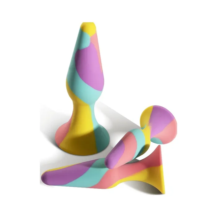 Arosum Anal Arosum TriPlugs 3 Pc Silicone Anal Training Kit Rainbow