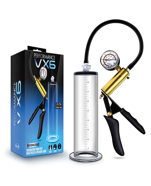 Blush Performance Vx6 Vacuum Penis Pump Wbrass Pistol Pressure Gauge Clear Blush Novelties Male Sex Toys Blush Performance Vx6 Vacuum Penis Pump Wbrass Pistol Pressure Gauge Clear Blush Novelties Male Sex Toys