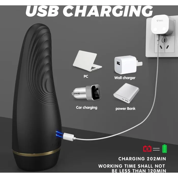 Capas Thrusting and Sucking Auto USB Masturbator SHande Male Sex Toys