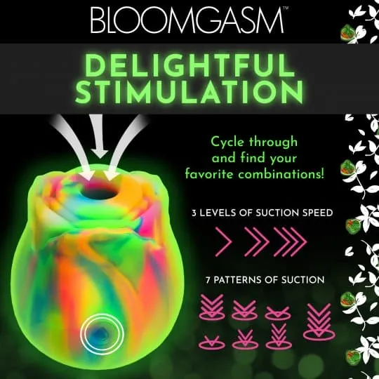 Female Sex Toys XR Brands Bloomgasm Glow Rose GlowintheDark Clitoral Stimulator