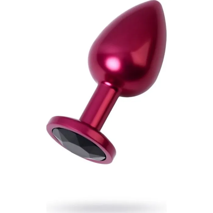 Metal Anal Metal Anal Plug w Red Crystal Medium Red