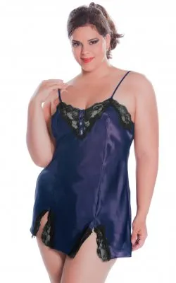 Vibrators Navy Charmeuse Chemise Lingerie VX Intimate