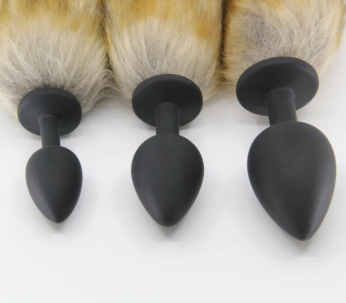 Anal Love In Leather Fox Tail Buttplug GreyWhite Small