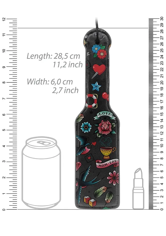 Anal Shots America Printed Paddle Old School Tattoo Style Black