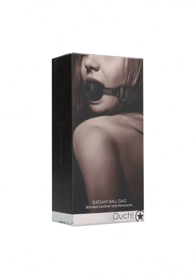 Shots America Male Sex Toys Ouch Elegant Ball Gag Titanium Grey