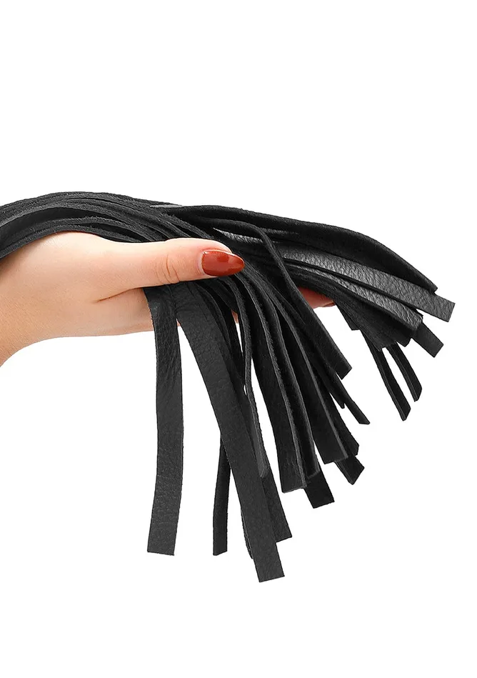 Shots America Restraints Heavy Metal Ball Flogger Softy Leather Black