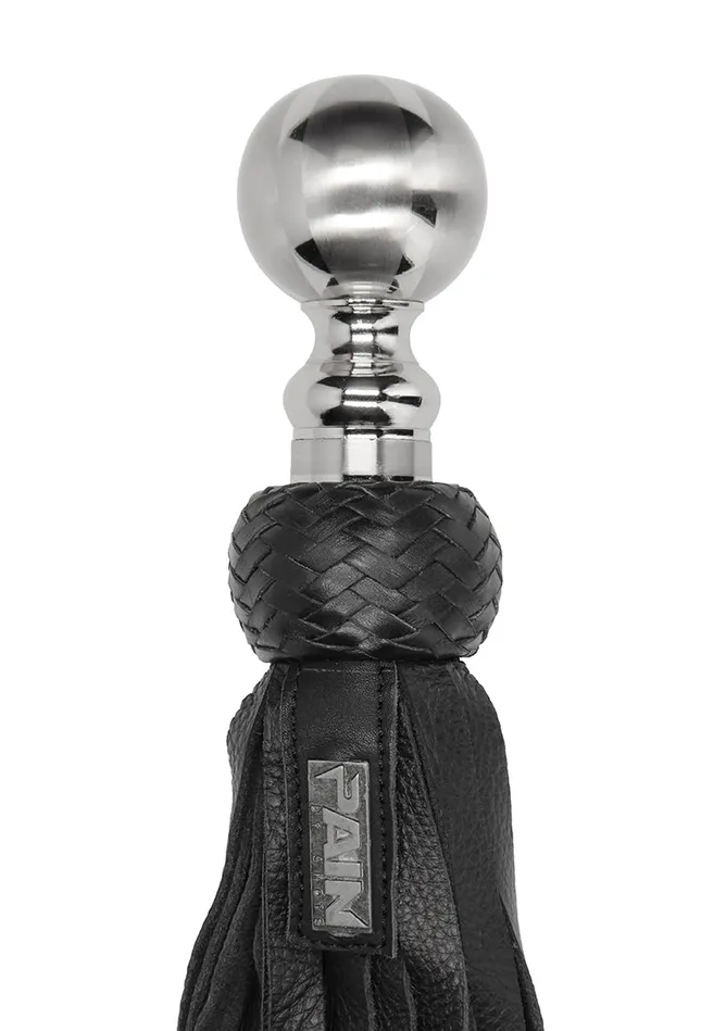 Shots America Restraints Heavy Metal Ball Flogger Softy Leather Black
