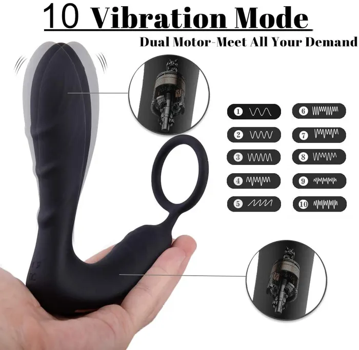 Vibration DualMotor Prostate Massager With Penis Ring Sohimi Male Sex Toys