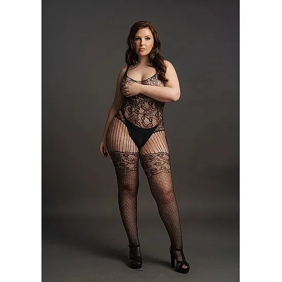 Le Desir Plus Size Le Desir Lace and Fishnet Bodystocking Plus Size